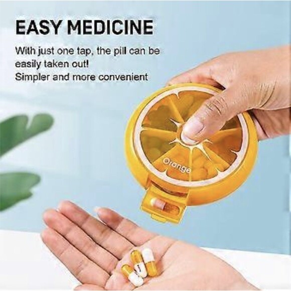 3 Pack Color Mini Pill Box Rotary Pill Box Fruit Shaped Plastic Pill Box - Picture 2 of 7